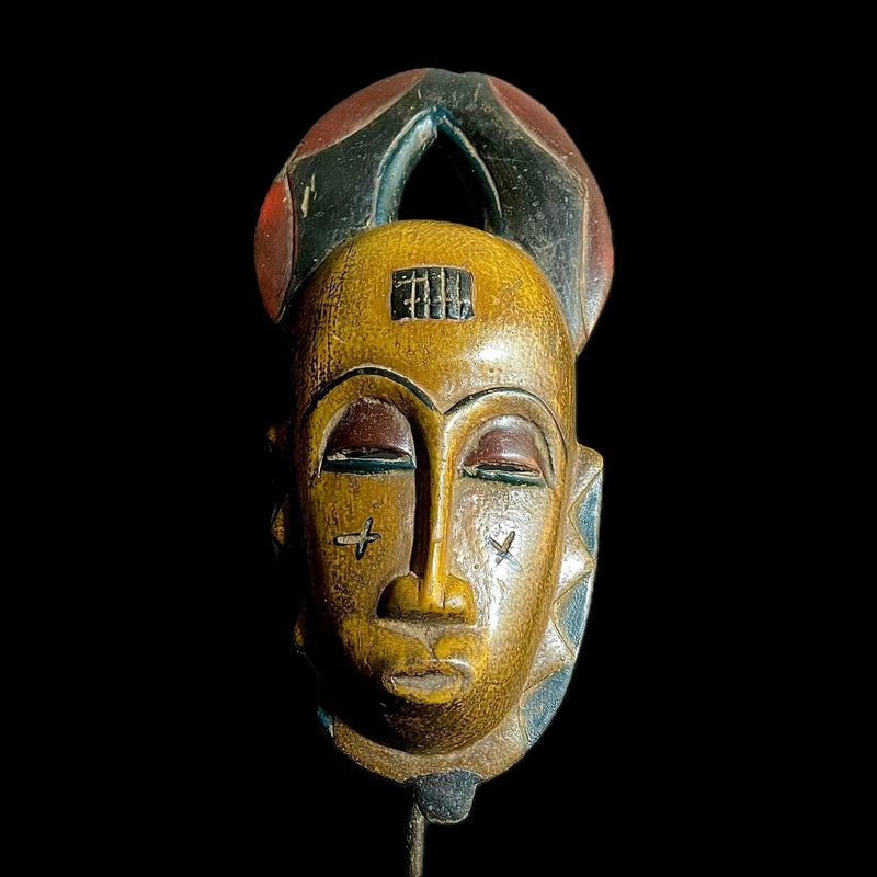 African Mask Vintage Hand Carved Wooden Tribal African Art Face Mask African Guro Baule-9477