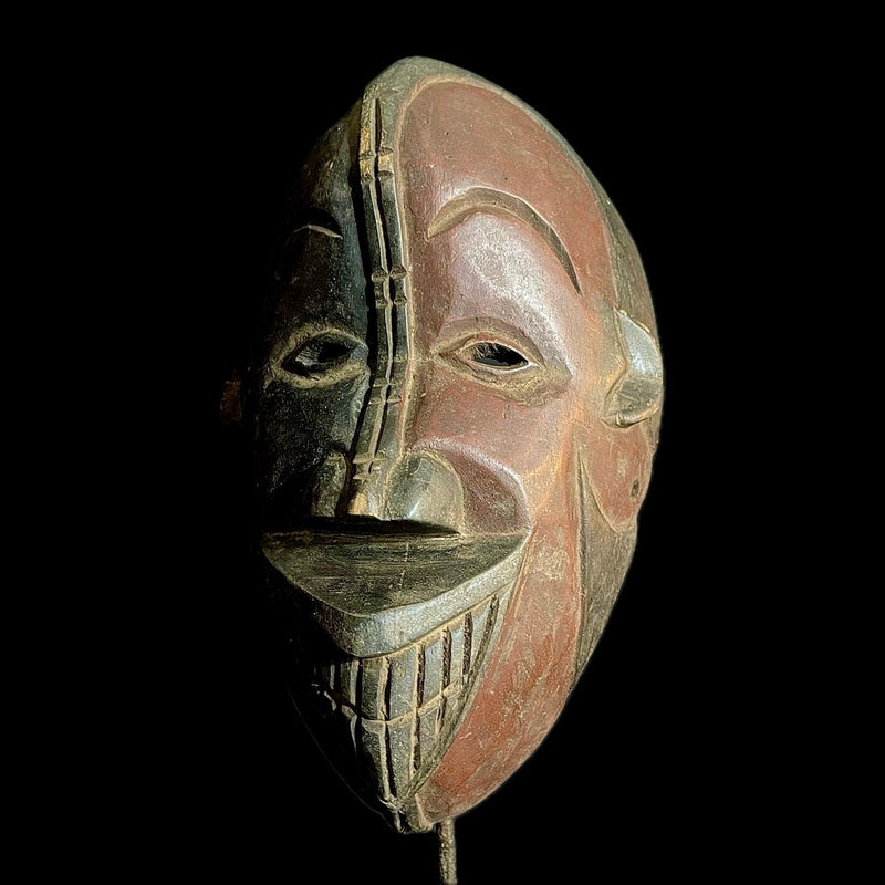 African Mask Vintage African Mask- Mask Wood Hand Carved Wall Hanging young Igbo-9484