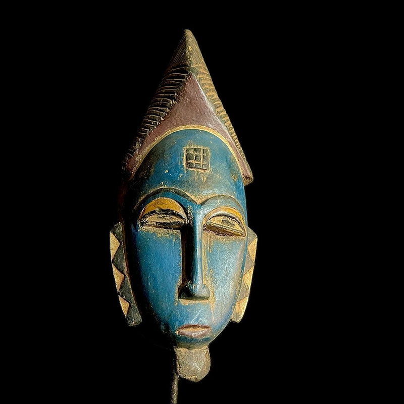 African Mask Baule Antique African Mask Tribal Face Mask Wood Carved Wall Hanging-9497
