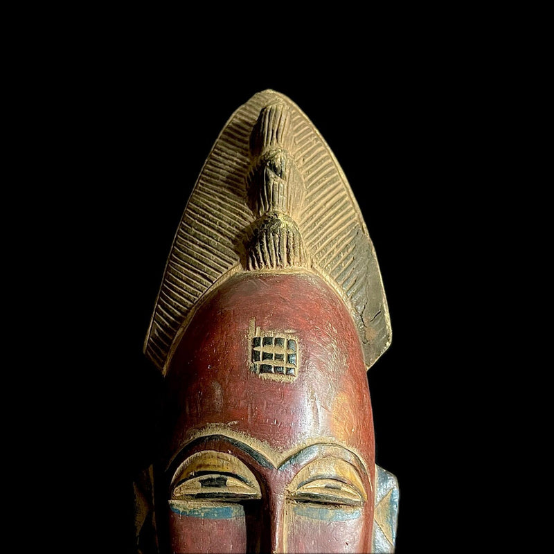 African Mask Tribal Guru Mask African Mask Tribal Face Wood Hand Carved Wall Hanging-9494