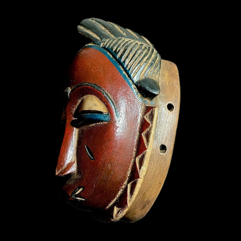 African Mask African Baule Tribal Mask Wood Hand Carved Vintage Wall Hanging guro-9492