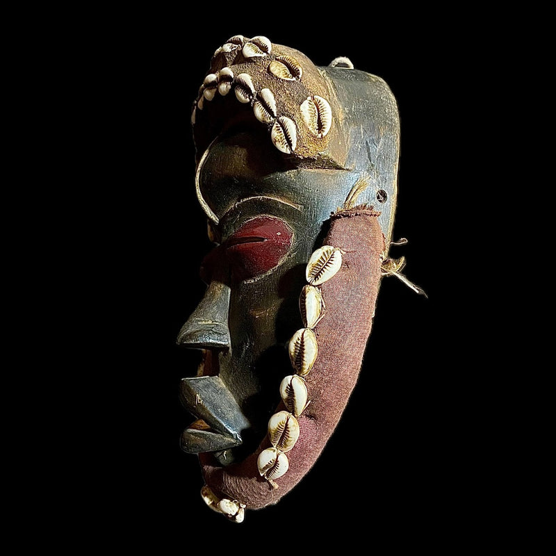 African mask antiques tribal Face vintage Wood Carved Hanging Dan Mask-9540