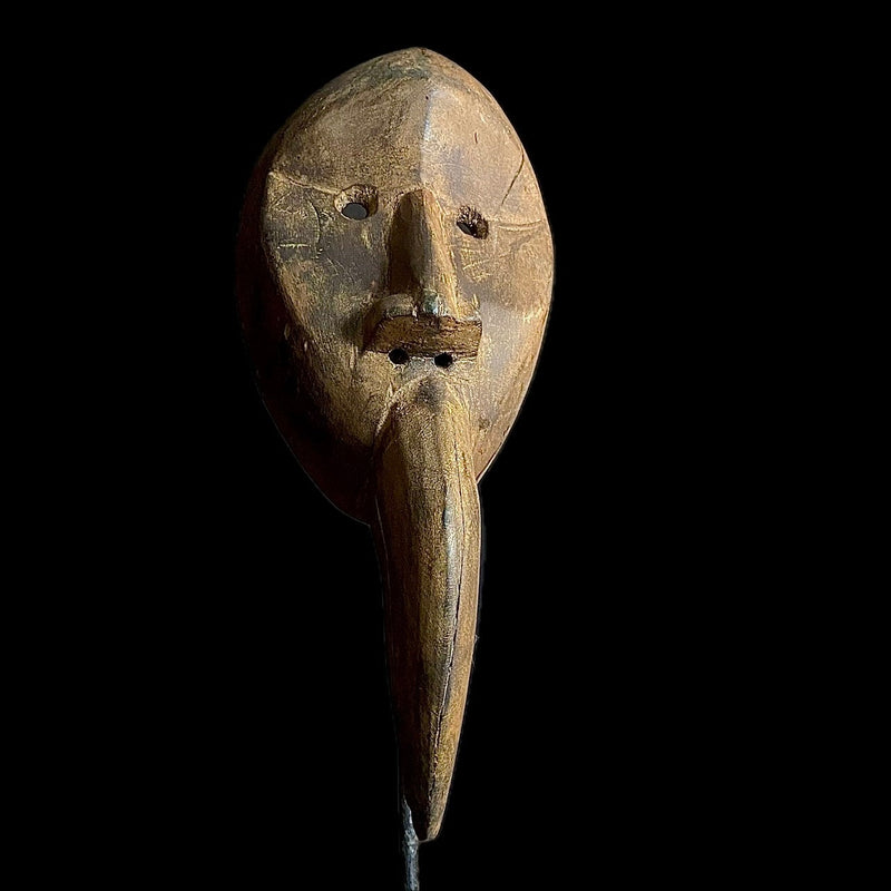 African mask Strong Cubist Dan Bird Man Wood Face Mask Early 20th Century Libera Africa-9562