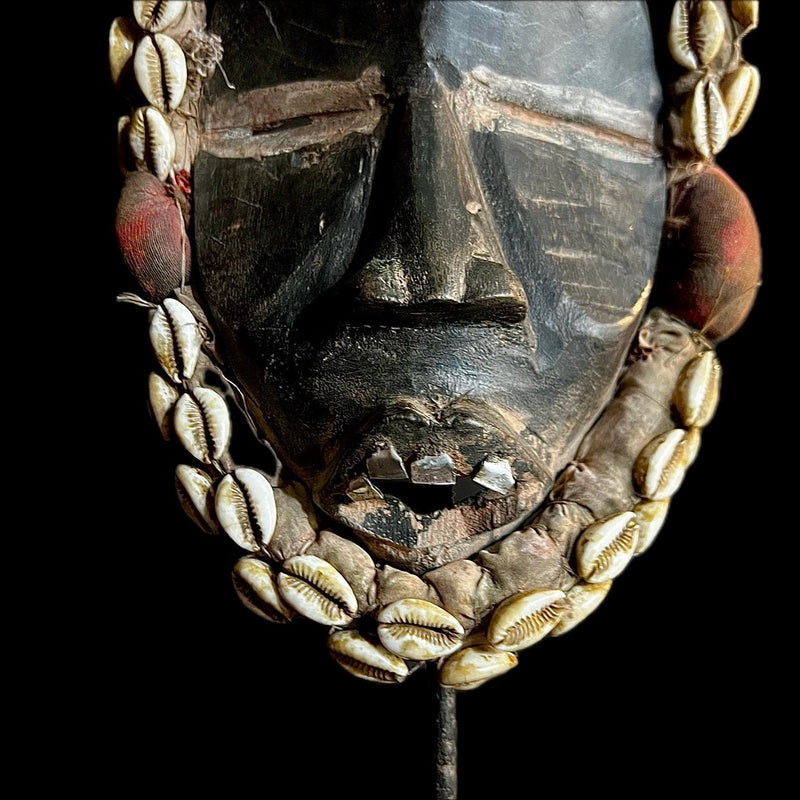 African mask Strong Cubist Dan Man Wood Face Mask Early 20th Century Libera Africa-9571