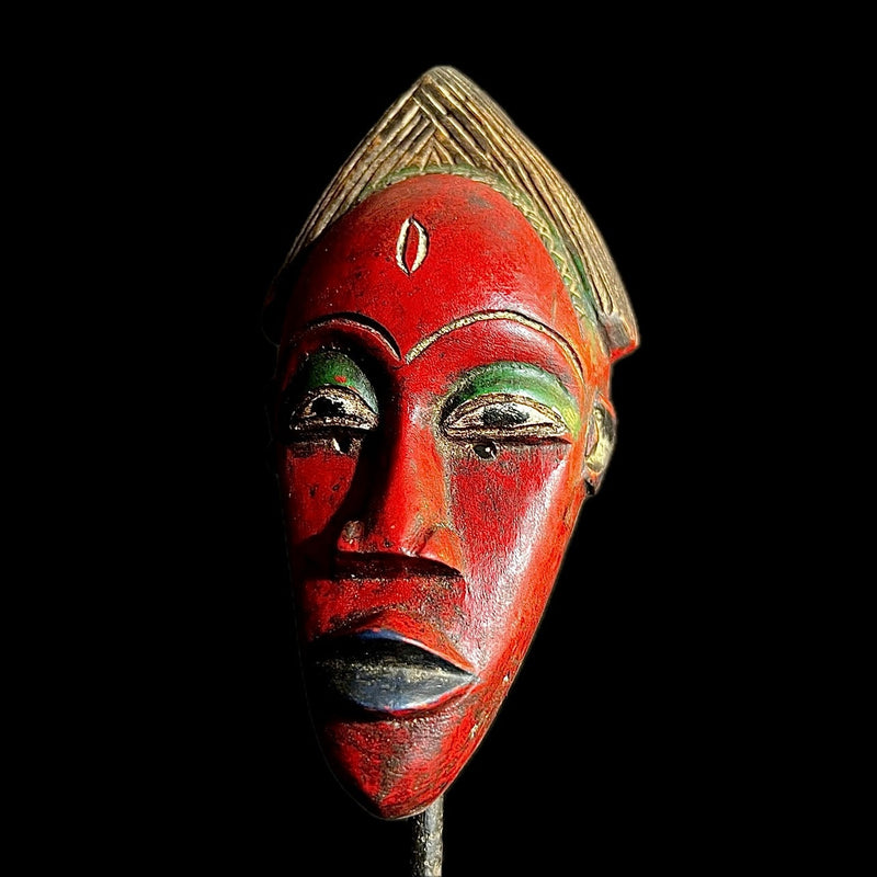 african mask African figure AFRICAN Vintage Hand Carved Antique Goli's Baule Mask Authen-9589