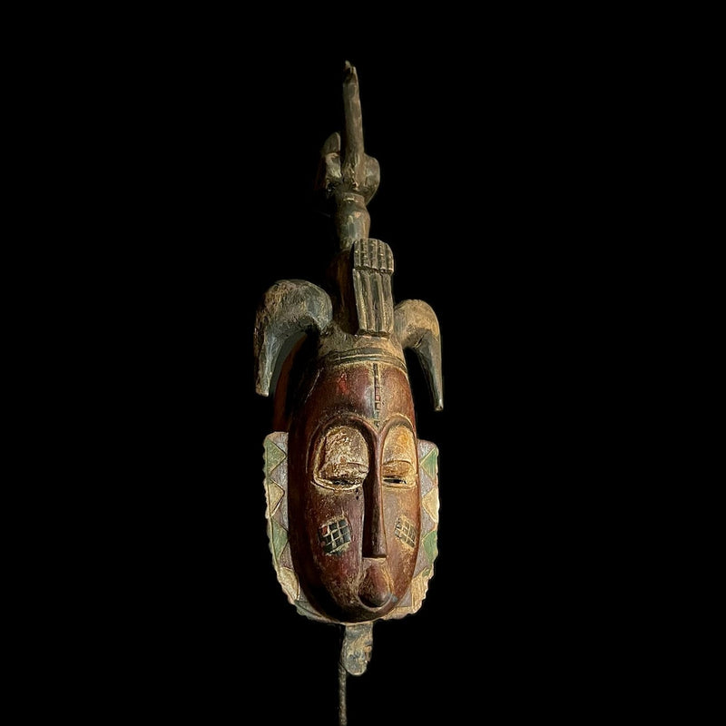 antique wall african mask Hand Carved Wall Hang Baule Mask -9949