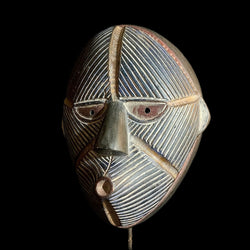 African Face Mask Songye Mask Wood Hand Carved Wall Hanging-G1017