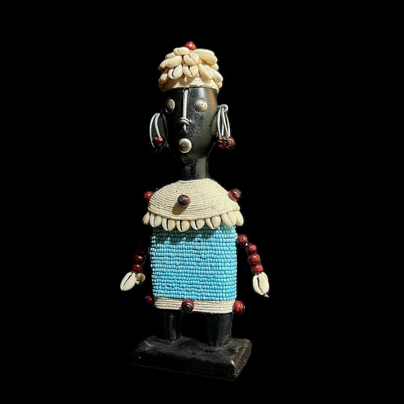 African Zulu Beaded Doll wooden vintage hand carved Home Décor statue -G1160