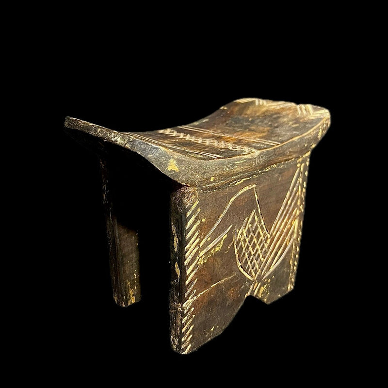 African figure African Tribal Hand wood wooden carved stool central african art west african art vintage hand carved carved wood mask-G1239