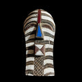 African wall mask, Songye Kifwebe mask from Congo, tribal wood mask with geometric lines, carved African face art for wall decor-G1242