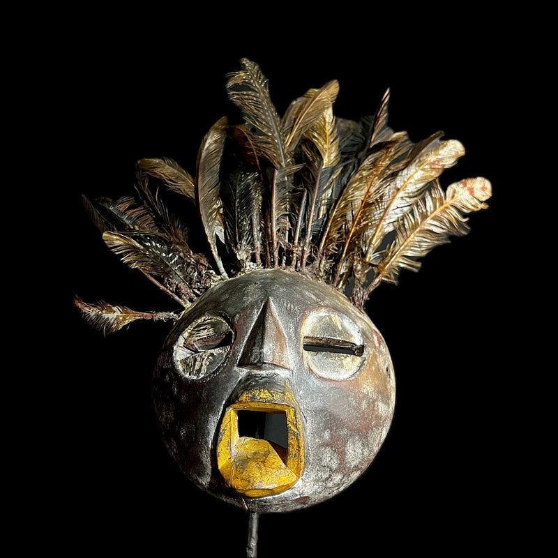 African Painted Round Sese Wood masks from Ghana Décor MASK-G1271