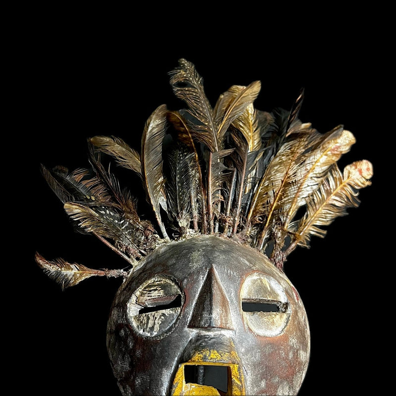 African Painted Round Sese Wood masks from Ghana Décor MASK-G1271