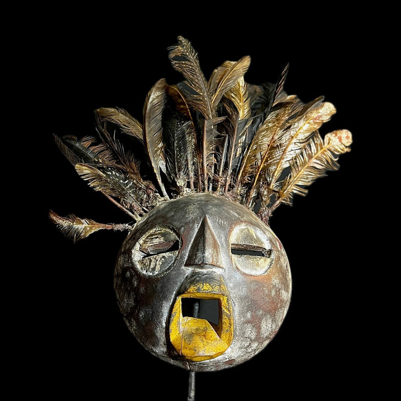 African Painted Round Sese Wood masks from Ghana Décor MASK-G1271