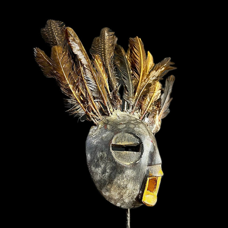 African Mask Baule Sculpture Wood Decor Masque Wall Hanging GHANA-G1291