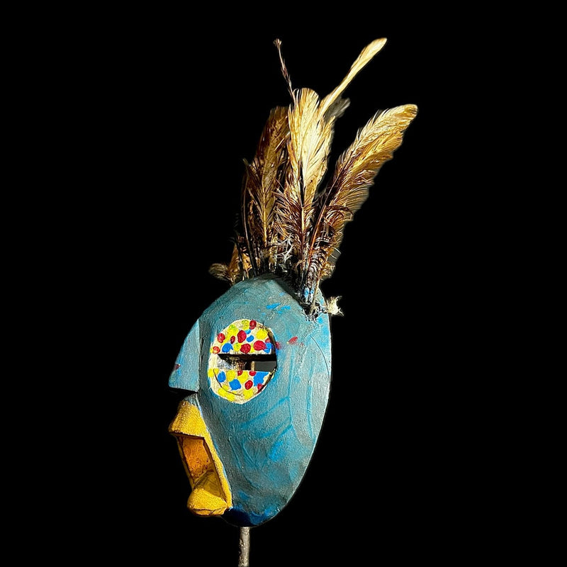 African GHANA Mask-Wooden Handmade folk art Antiques Mid-century-G1300