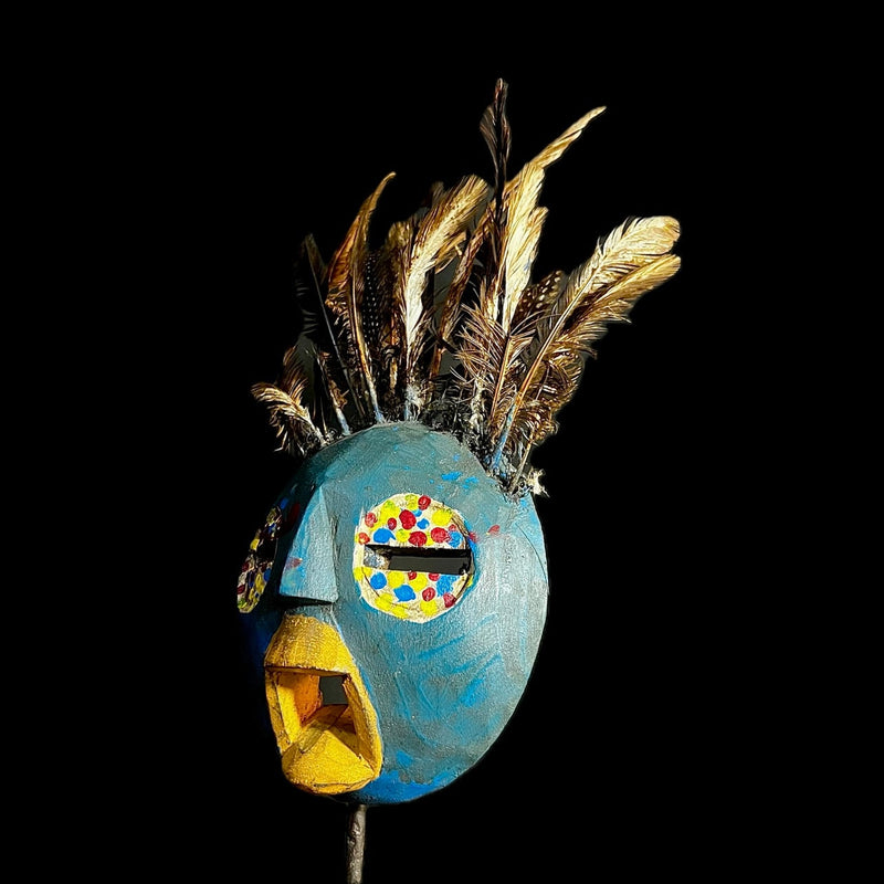 African GHANA Mask-Wooden Handmade folk art Antiques Mid-century-G1300