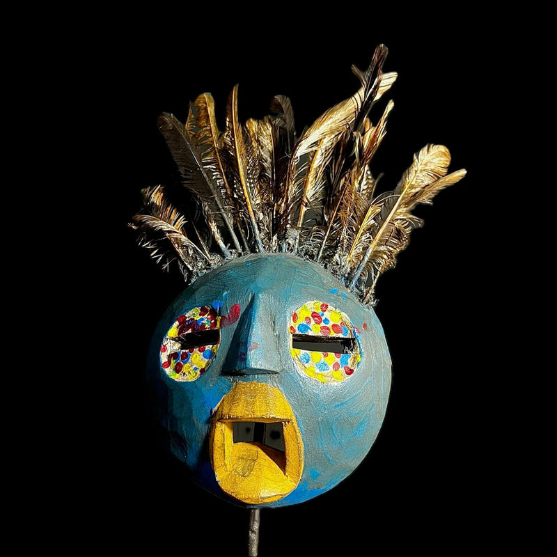 African GHANA Mask-Wooden Handmade folk art Antiques Mid-century-G1300