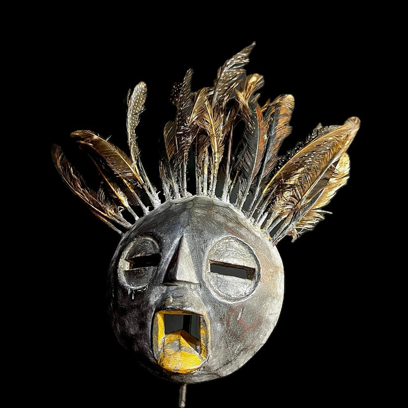 African GHANA Mask-Wooden Handmade folk art Antiques Mid-century-G1304