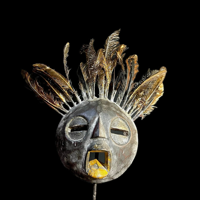 African GHANA Mask-Wooden Handmade folk art Antiques Mid-century-G1304