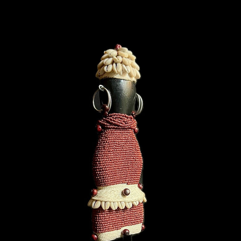 African sky Red Beaded Namji Doll wooden vintage Home Décor statue -G1063