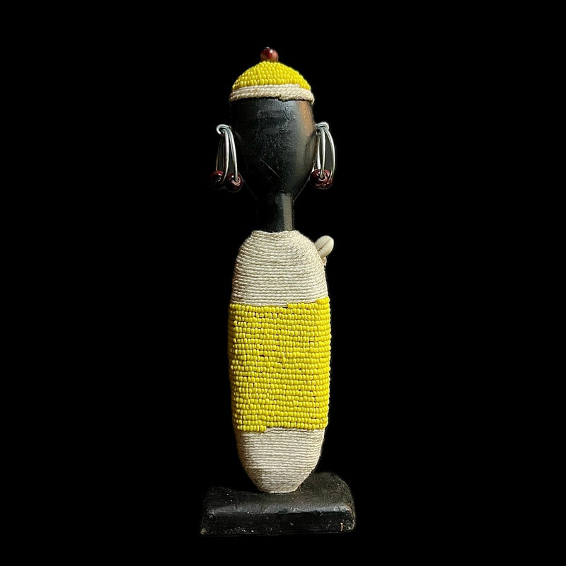 African Beaded Namji Doll wooden vintage Home Décor statue -G1091