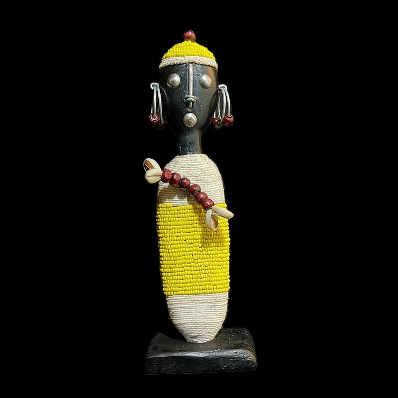 African Beaded Namji Doll wooden vintage Home Décor statue -G1091