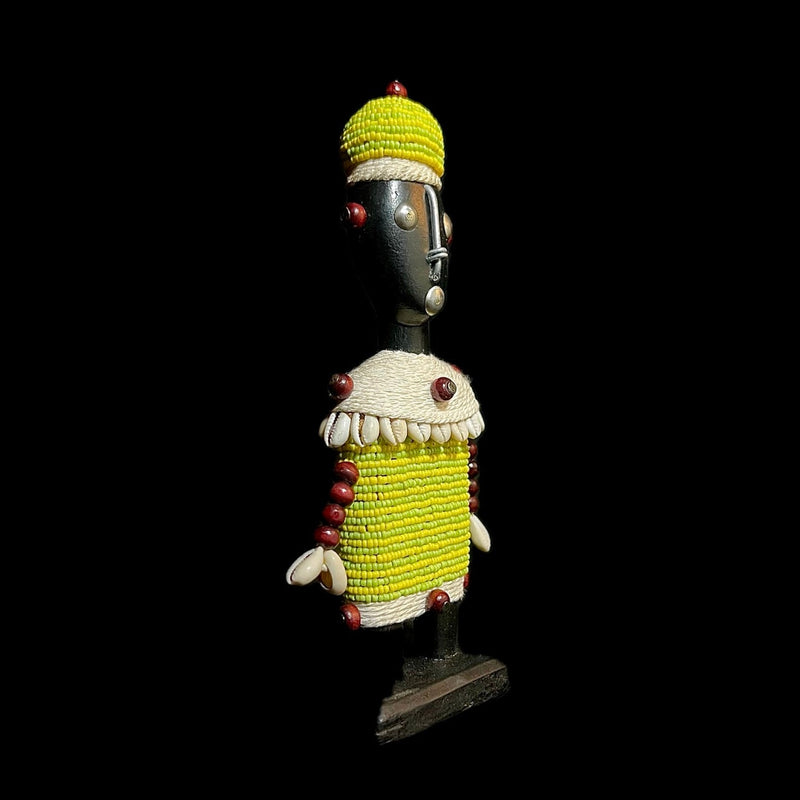 African Beaded Namji Doll wooden vintage Home Décor statue -G1084