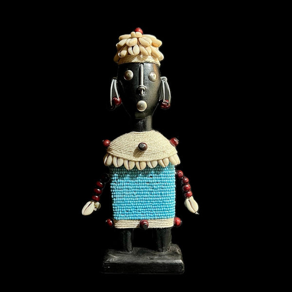 African Zulu Beaded Doll wooden vintage hand carved Home Décor statue -G1160