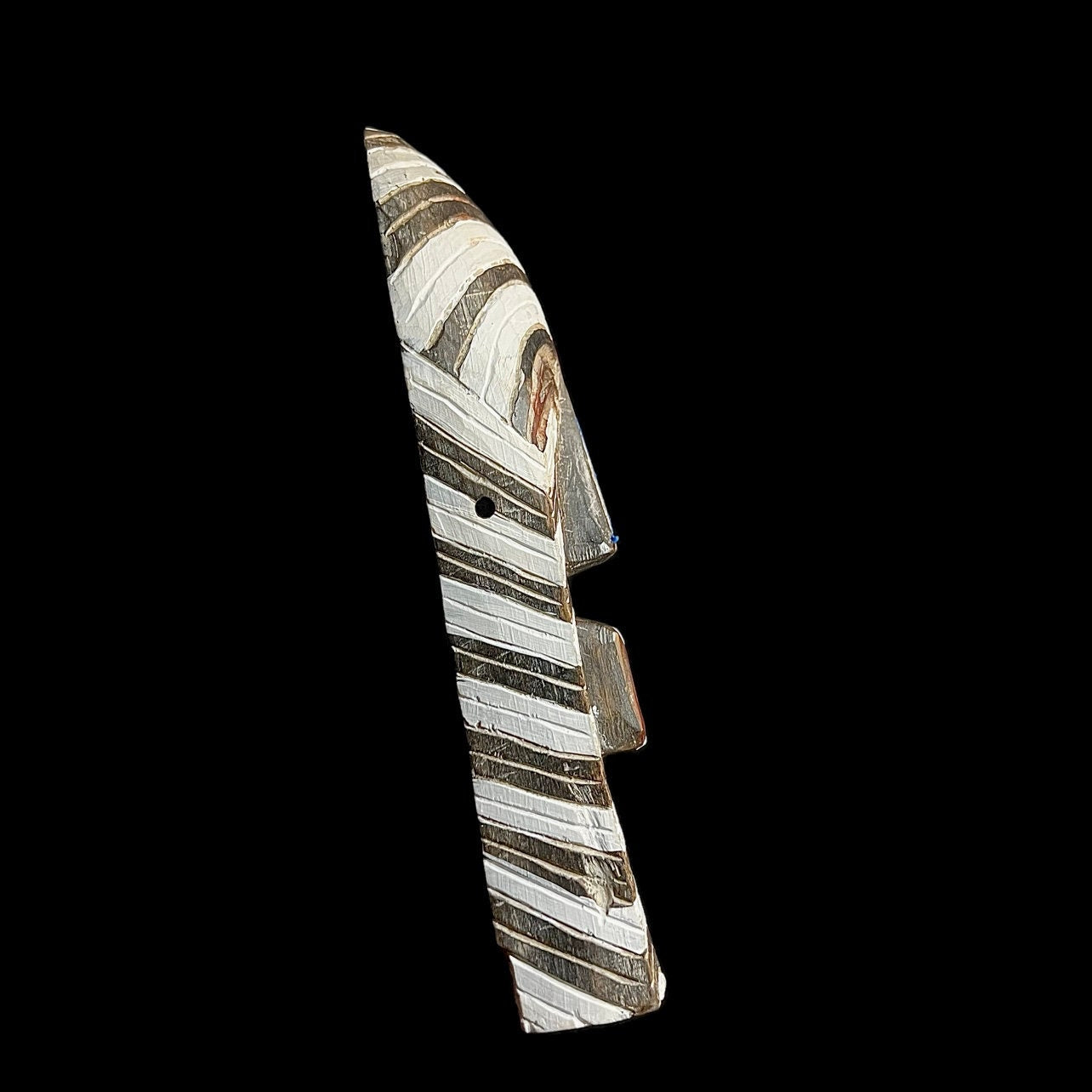 African wall mask, Songye Kifwebe mask from Congo, tribal wood mask with geometric lines, carved African face art for wall decor-G1242
