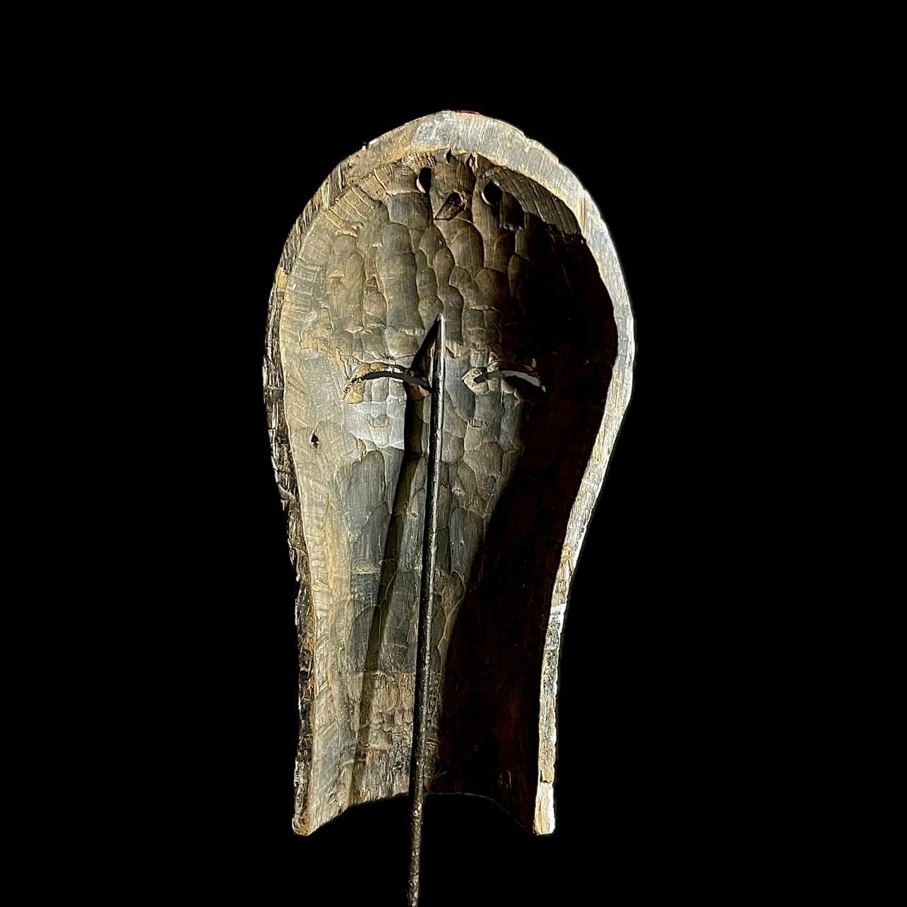 African wall mask, Songye Kifwebe mask from Congo, tribal wood mask with geometric lines, carved African face art for wall decor-G1242