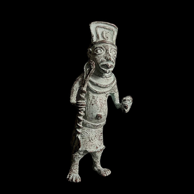 African Sculpture Tribal Art Brass Carved Wax Technique Figure Home Décor-G1553