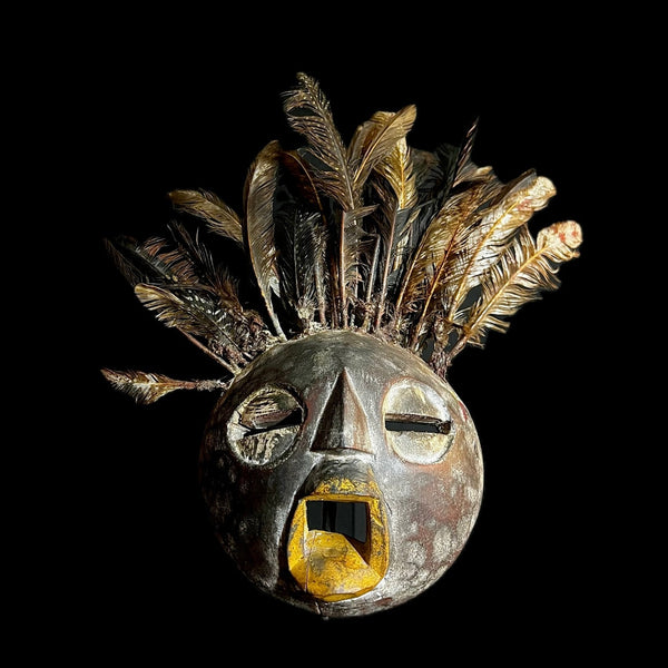 African Painted Round Sese Wood masks from Ghana Décor MASK-G1271