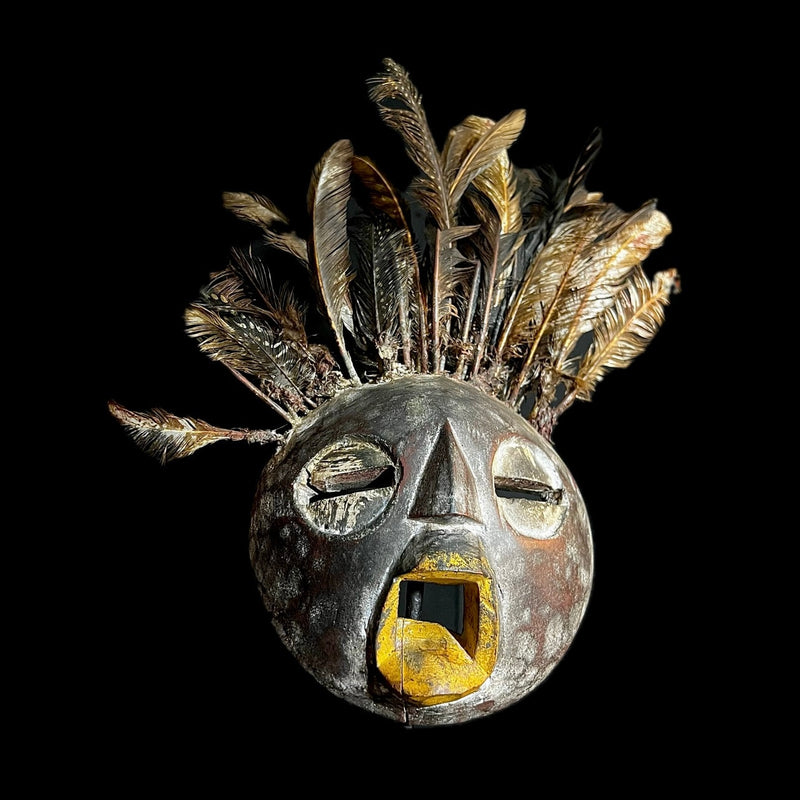 African Painted Round Sese Wood masks from Ghana Décor MASK-G1271