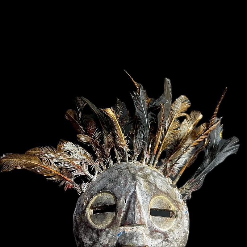 African mask Original Embossed Wood Round African Mask, 'Edudzi' mask-G1283