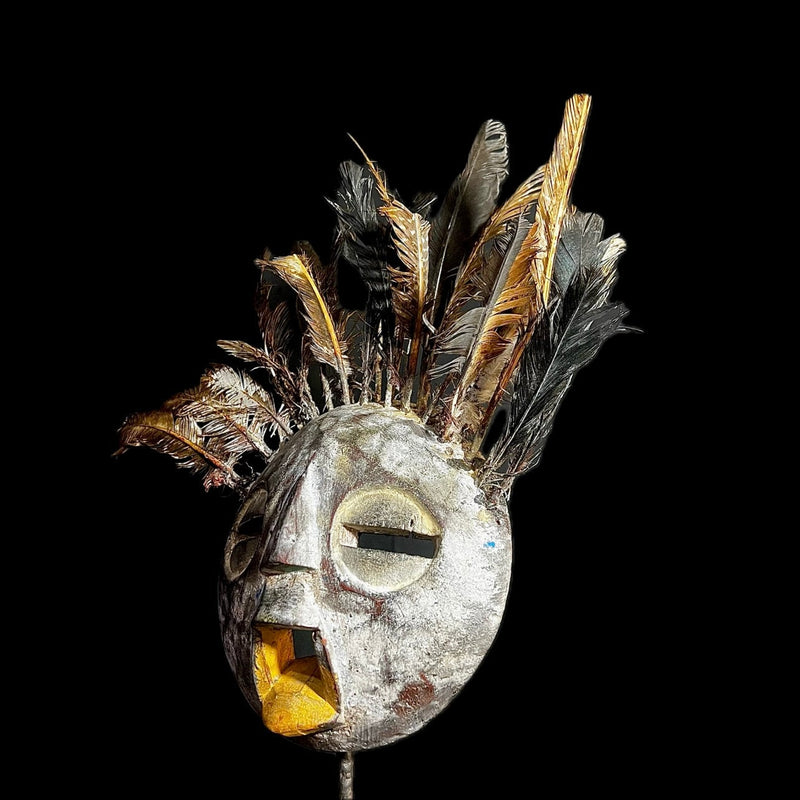 African mask Original Embossed Wood Round African Mask, 'Edudzi' mask-G1283