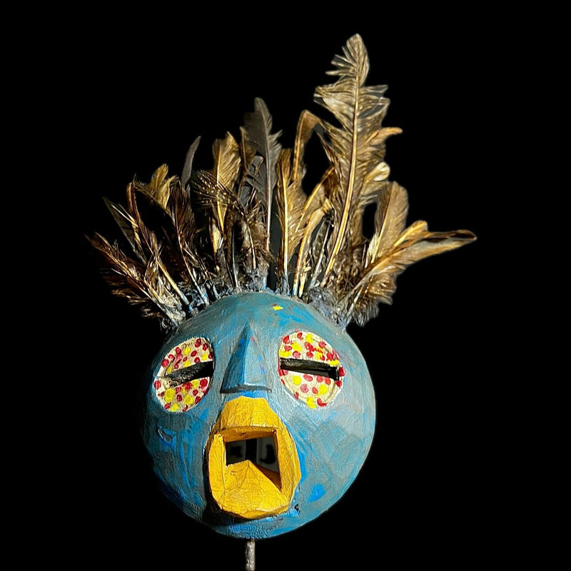 African Mask Baule Sculpture Wood Decor Masque Wall Hanging GHANA-G1294