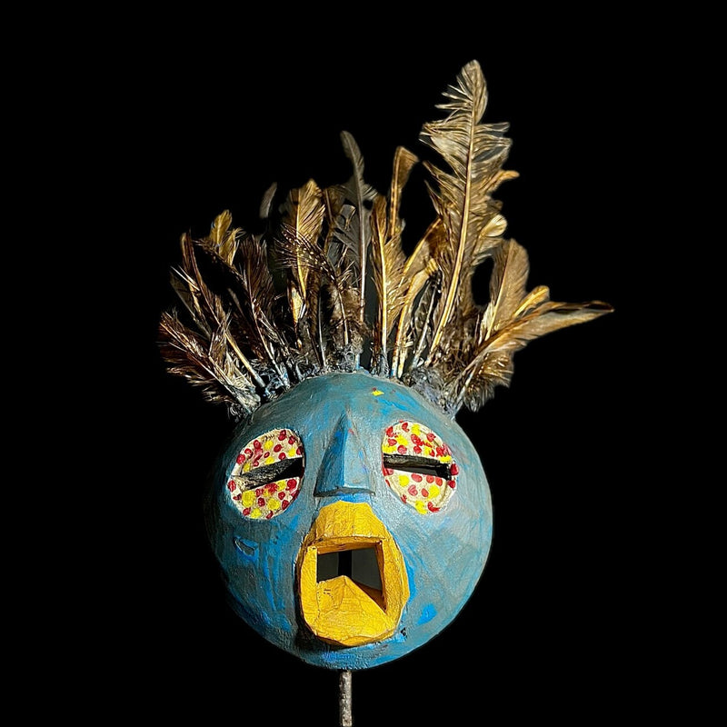 African Mask Baule Sculpture Wood Decor Masque Wall Hanging GHANA-G1294