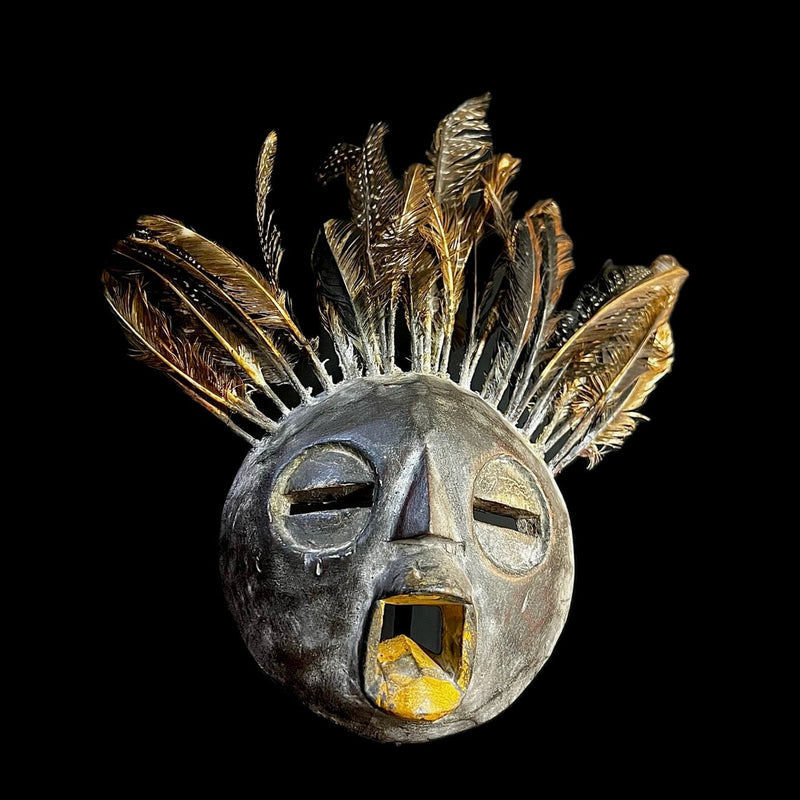 African GHANA Mask-Wooden Handmade folk art Antiques Mid-century-G1304