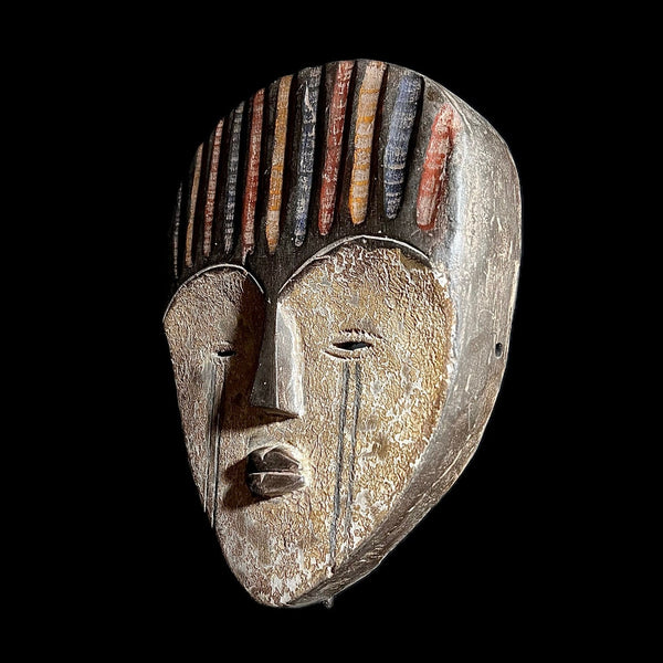 African Mask Tribal Face Lega Mask White With Face Congo Wall Hanging-G1621