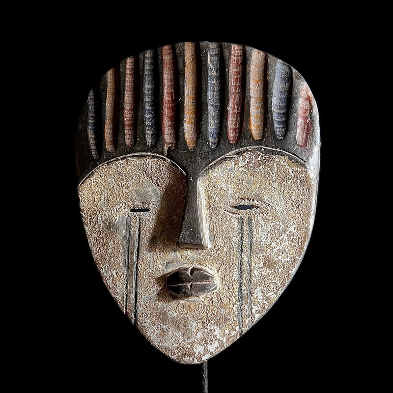 African Mask Tribal Face Lega Mask White With Face Congo Wall Hanging-G1621