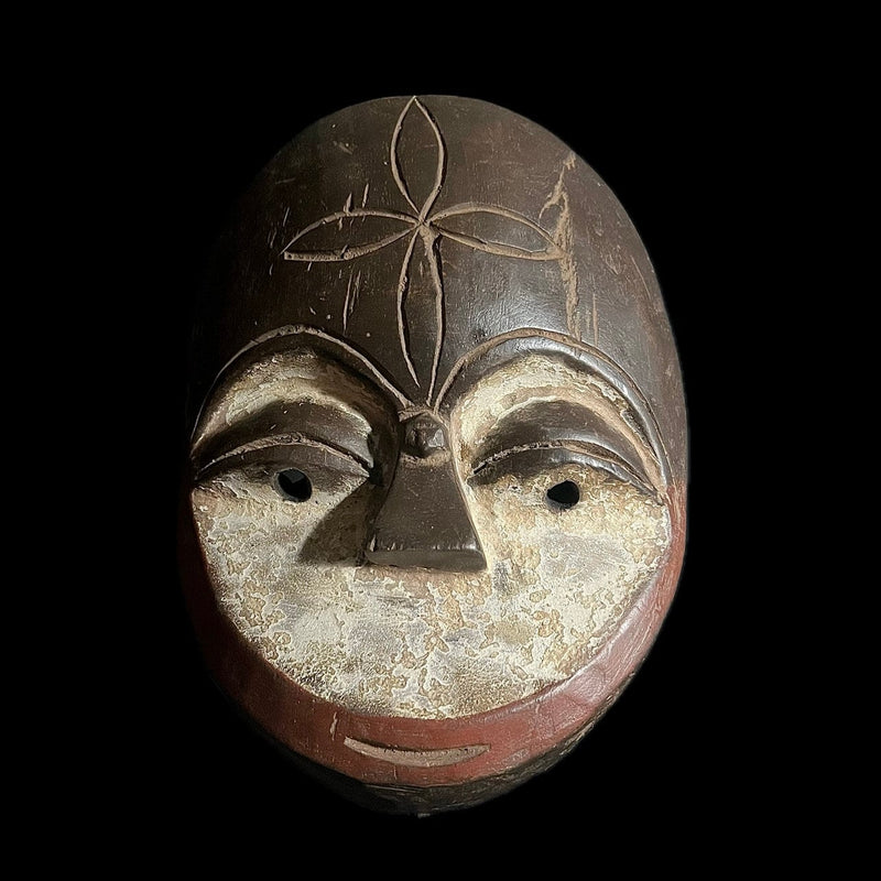 African masks antiques tribal Face vintage Lega Clean geometry primitive-G1665