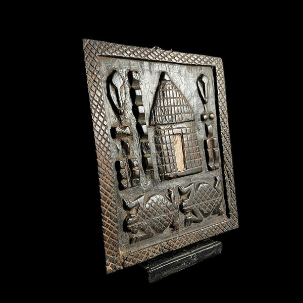 African Vintage wood door, Wall art Dogon African Wood Granary Door-G1684