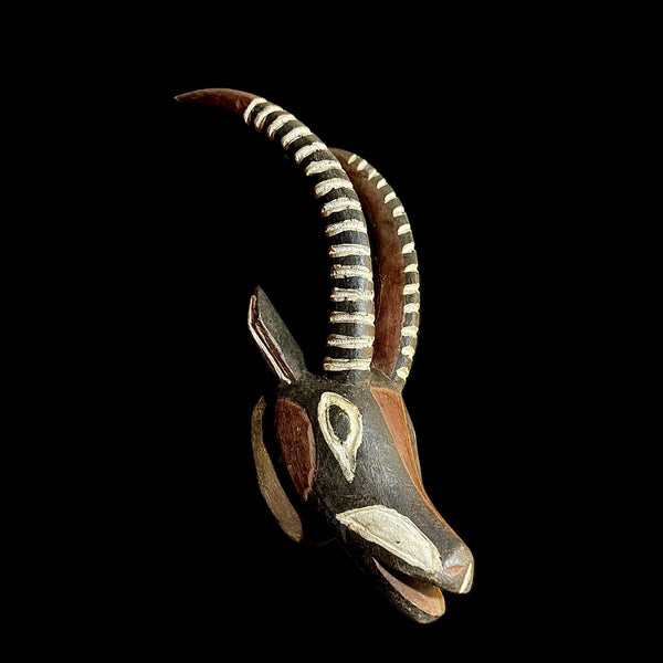 African Mask Bobo Fing Antelope Mask Burkina Faso Carved Wall Hanging-G1411
