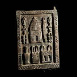 African Dogon Carved Wood Granary Door, Mali Handmade Granary Door-G1697