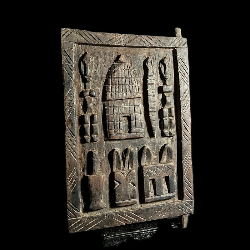 African Dogon Carved Wood Granary Door, Mali Handmade Granary Door-G1697