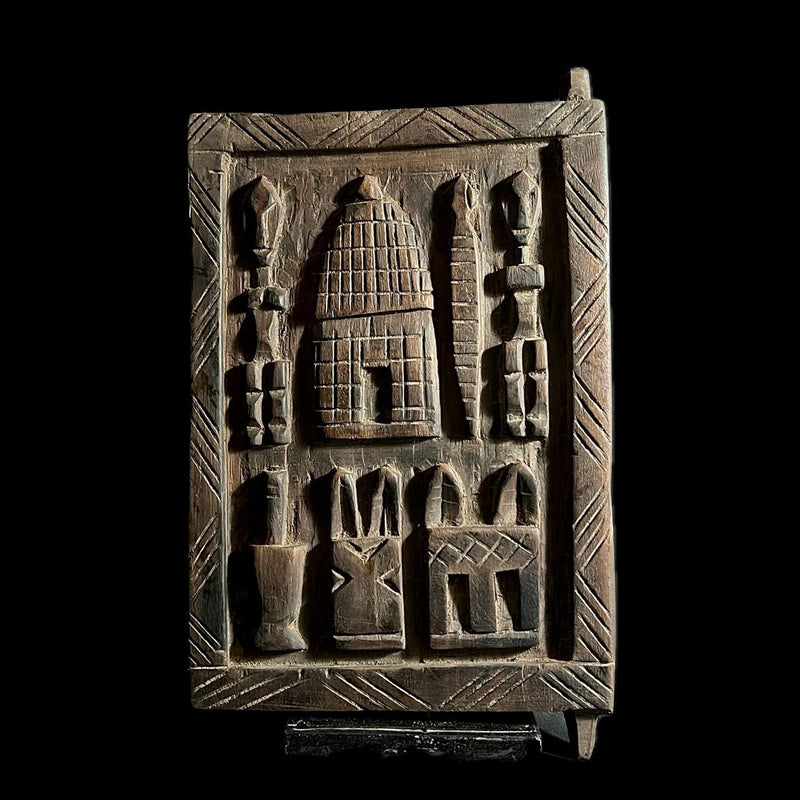 African Dogon Carved Wood Granary Door, Mali Handmade Granary Door-G1697