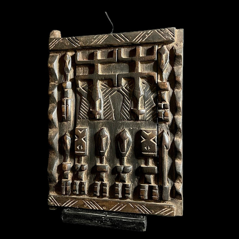 African Dogon Carved Wood Granary Door, Mali Handmade Granary Door-G1708