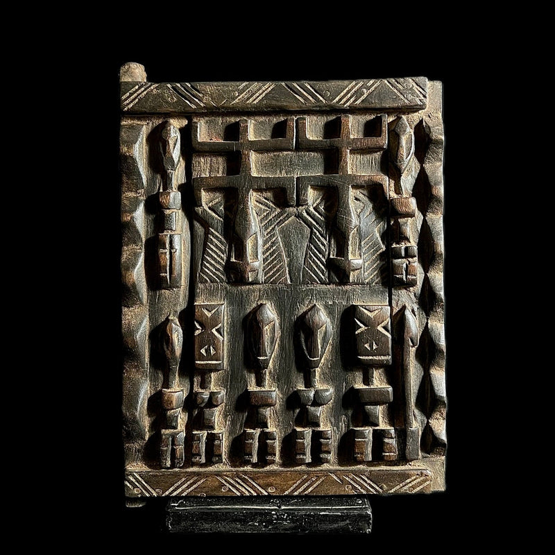 African Dogon Carved Wood Granary Door, Mali Handmade Granary Door-G1708