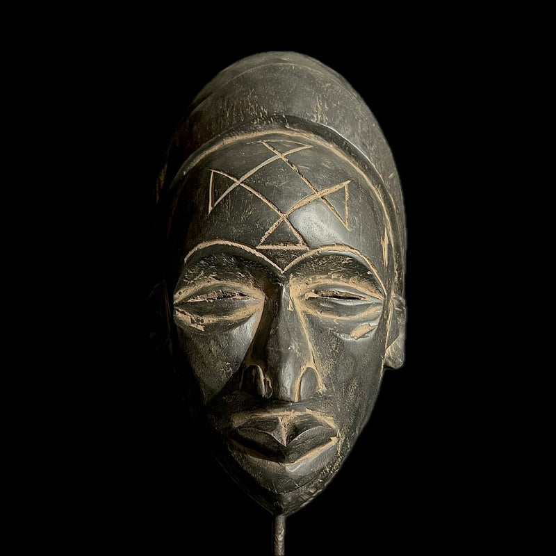 African Mask Home Décor Wood Hand Carved Vintage Wall Hanging Lega Mask-G1735