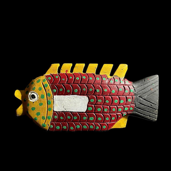 African Handmade Primitive Collectibles Tribal Bozo Fish Puppet Mask -G1738